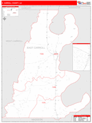 East Carroll Parish (County), LA Digital Map Red Line Style